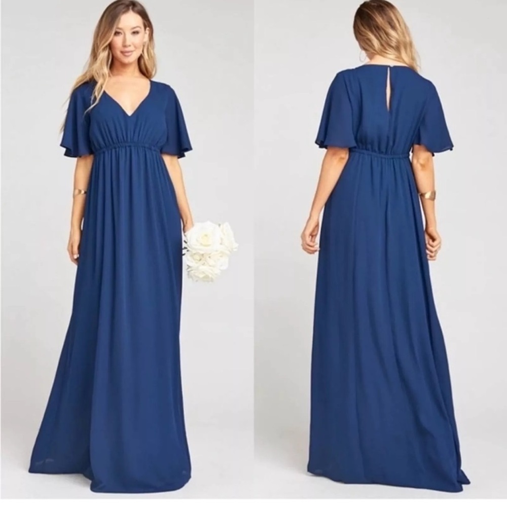 NWOT Show Me Your MuMu Emily Empire Maxi Dress Navy blue xxs